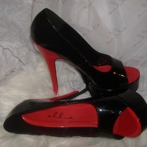 👠👠6'5 Stiletto Heel open Toe Pump Bl-Red Size 11
